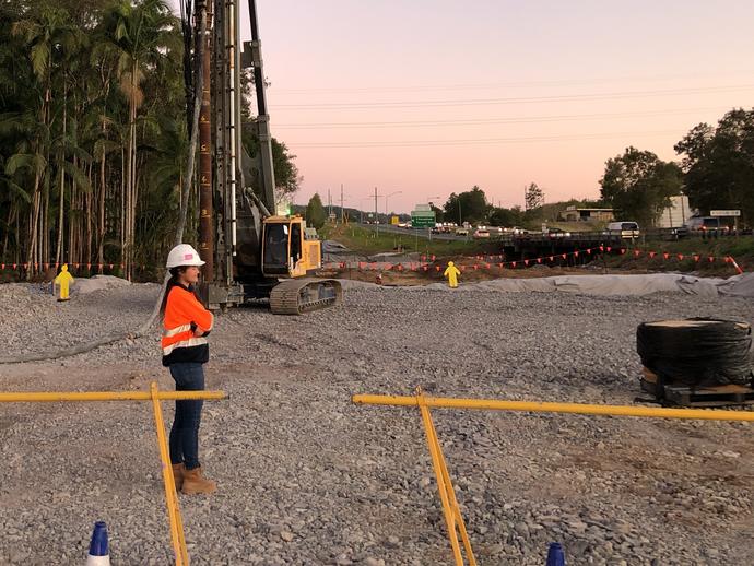 Keller female graduate on site