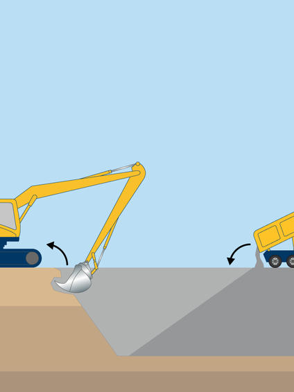 Illustration of slurry cut off wall technique